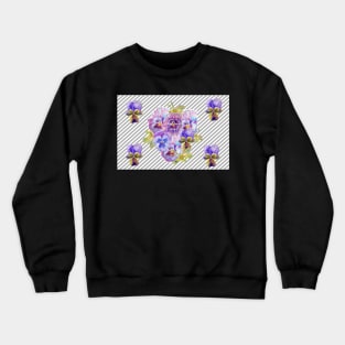 Shabby Chic Purple Pansy floral Stripe Pattern Crewneck Sweatshirt